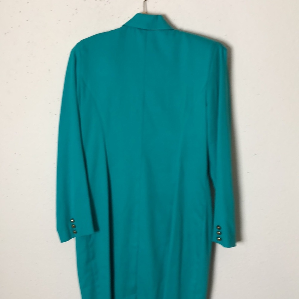 Vintage 1980s Danny & Nicole Vibrant Teal Green Double Breasted 14 - Picture 8 of 8